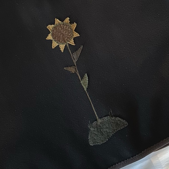 SOLD Custom Long Black Wool Coat with Flower, Bird, Heart Appliques Not sized - Picture 7 of 12